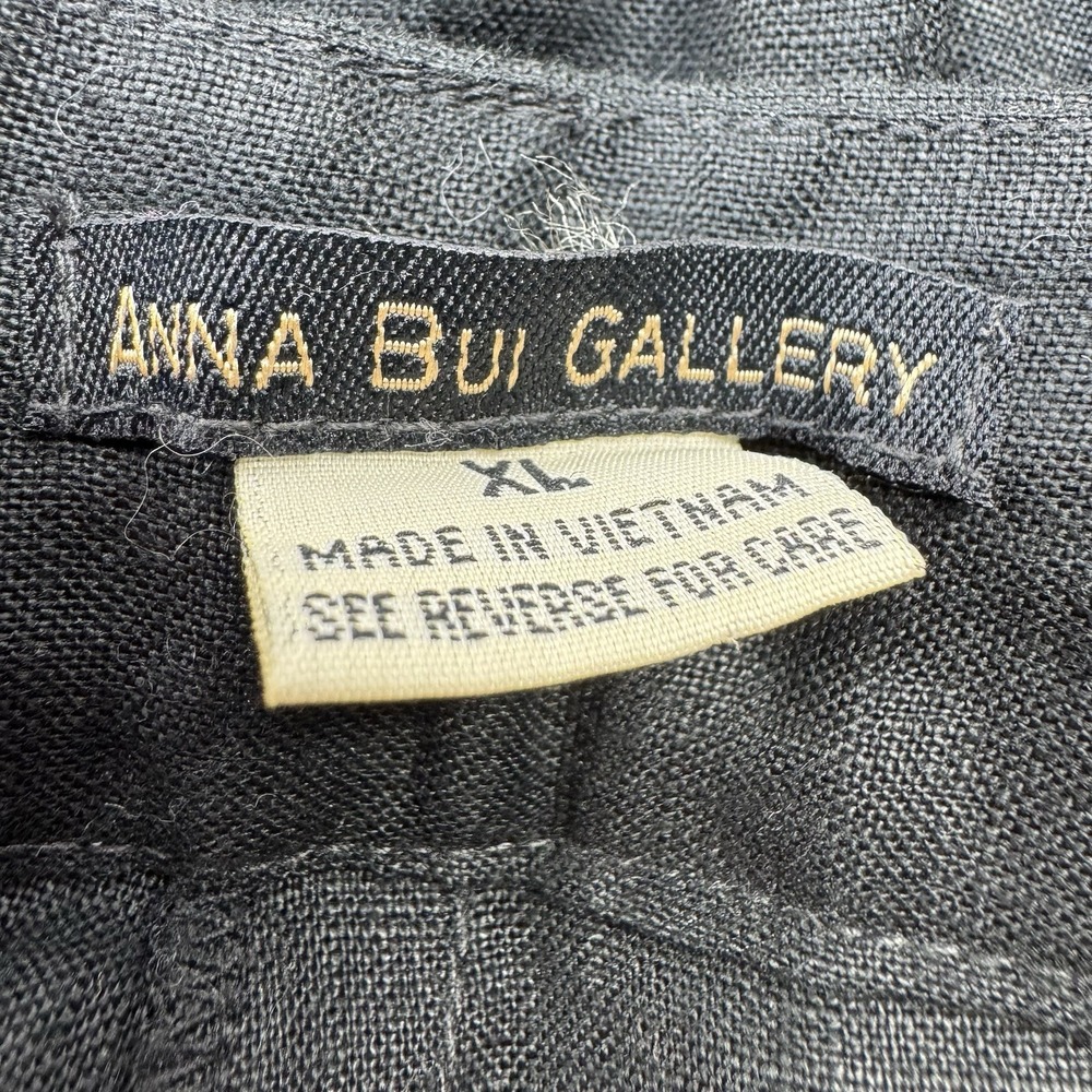Anna Bui Gallery 100% Linen Embroidered Flare Pants Women's XL Boho Peasant - Picture 2 of 11